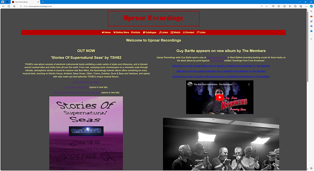 Uproar Recordings' website